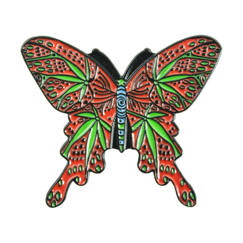 Weed Butterfly Enamel Pin- Hippie Psychedelic Pot Stoner Nature Apparel Gift NWT